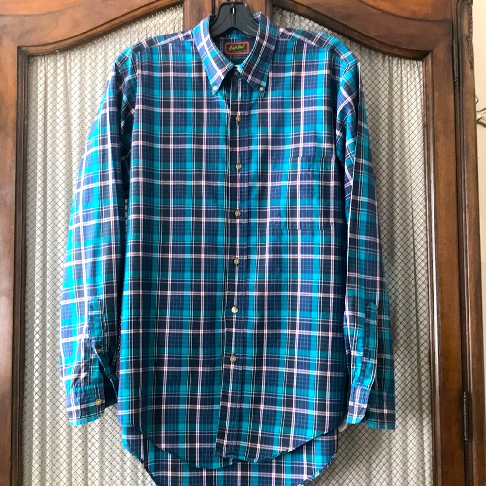 Men’s cotton plaid button down shirt